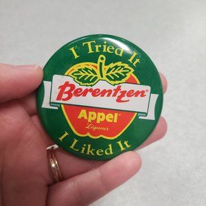 Vintage BERENTZEN Apple Schnapps Appel Liquor Liqueur Pin 2" "I liked it"